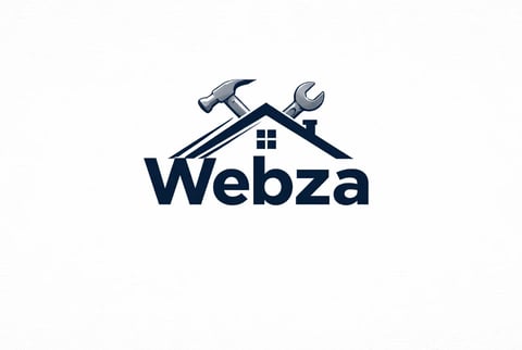Webza logo featuring a house roof with hammer and wrench tools